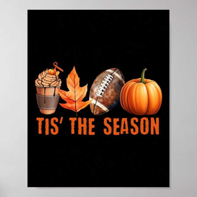 TIS: SEASON Pumpkin Löv Latte Fall Thanksgiin Poster (Framsidan)