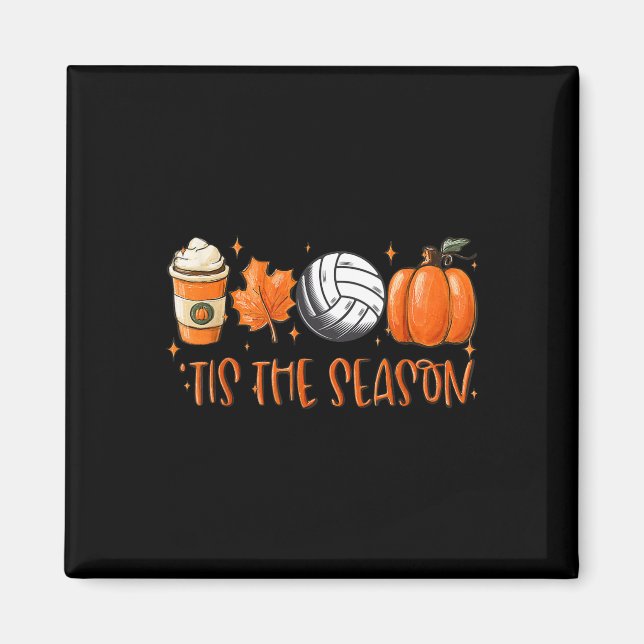 Tis Season Pumpkin Löv Latte Fall Volleyball Magnet (Framsidan)