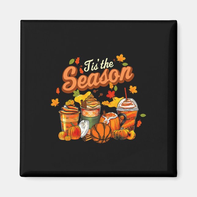 Tis Season Pumpkin Löv Latte Fall Volleyball Magnet (Framsidan)