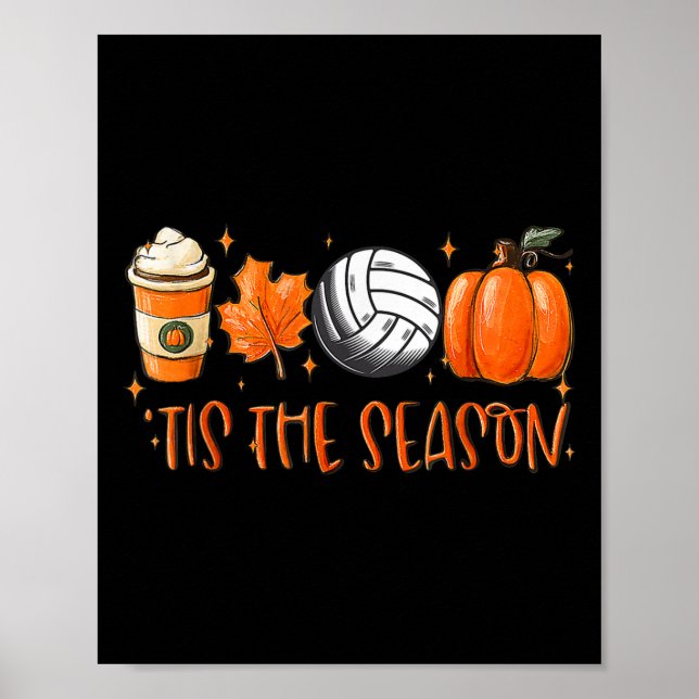 Tis Season Pumpkin Löv Latte Fall Volleyball Poster (Framsidan)