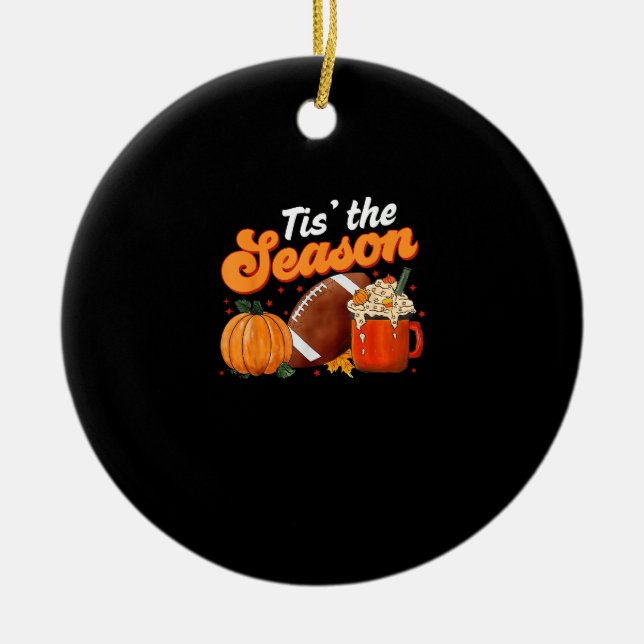Tis Season Pumpkin Spice Latte Halloween Fall Foot Julgransprydnad Keramik (Framsidan)