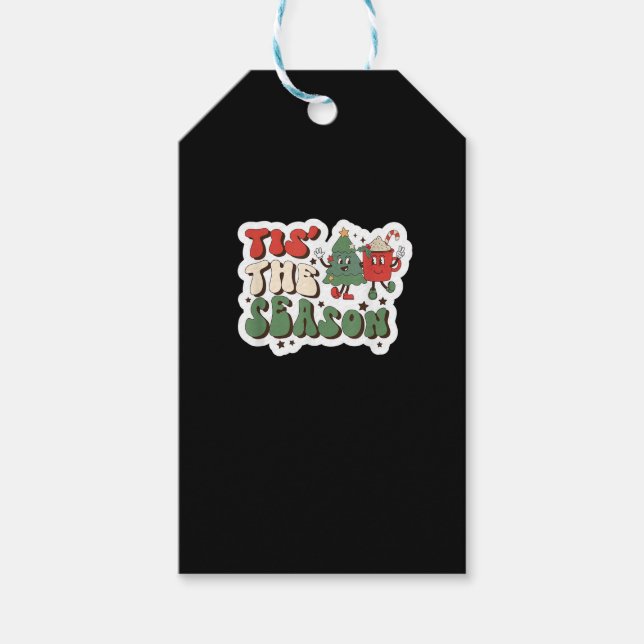 Tis Season Retro Funny Sloth Presentetikett (Framsidan)