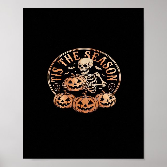 Tis Season Snöskoter Röd Randig Poster (Framsidan)