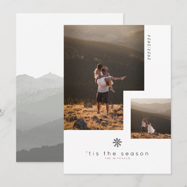 Tis Season Snowflake | Multifoto-Helgdag Inbjudningar (Fram/baksida)
