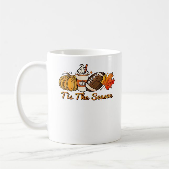 Tis Season Thanksgiving Löv Spice Football Fa Kaffemugg (Vänster)