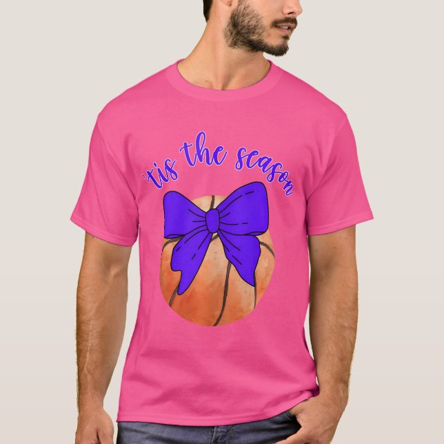 "Tis Season Vintage Basketball Coquette Bow T Shirt (Framsida)