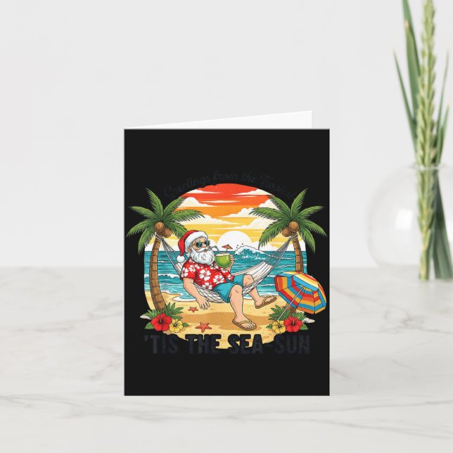 Tis The Sea-sun Christmas In July Hawaii Santa Bea Kort (Framsida)