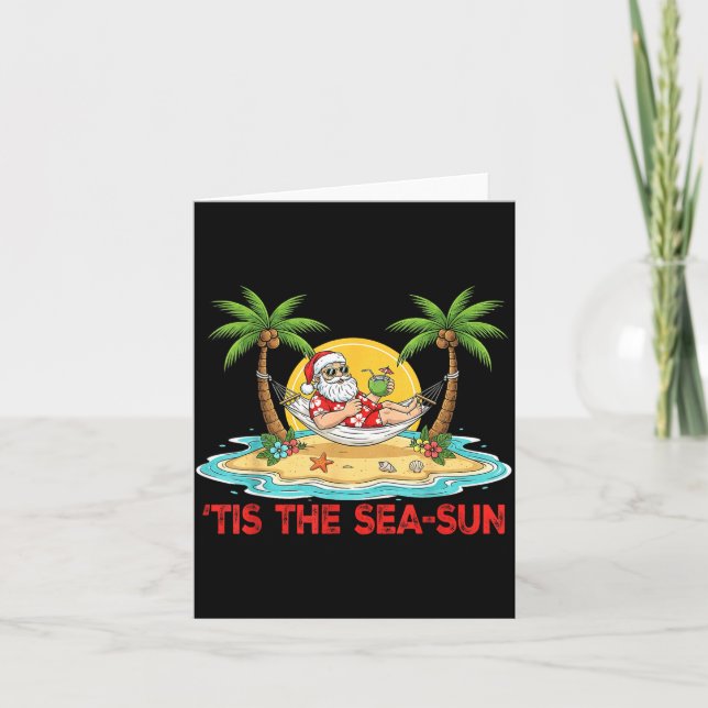 Tis The Sea-sun Santa Beach Vibes Christmas In Jul Kort (Framsida)