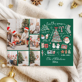 Tis The Season 6 Photo  Retro Green Christmas Julkort