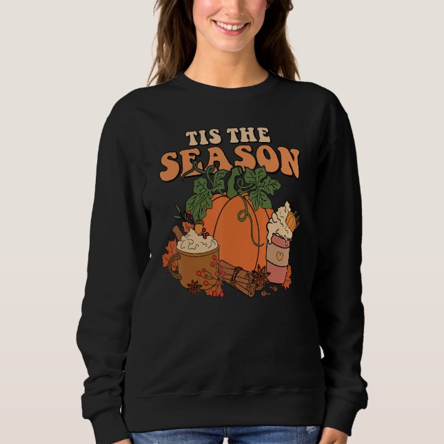 Tis The Season Autumn Fall Retro Thanksgiving Pump T Shirt (Framsida)
