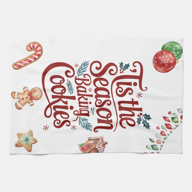 'Tis the Season Baking Cookies Kitchen Towel  Kökshandduk (Horisontell)