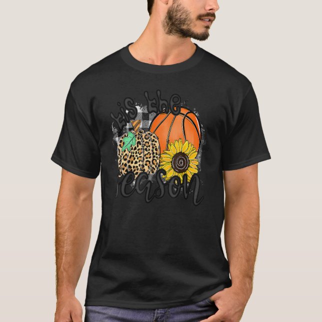 Tis The Season Basketball Pumpkin Fall Thanksgivin T Shirt (Framsida)