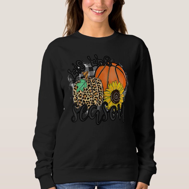 Tis The Season Basketball Pumpkin Fall Thanksgivin T Shirt (Framsida)
