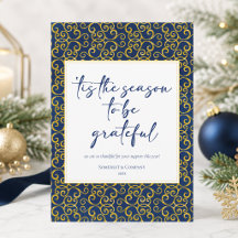 Tis the Season Blå Guld Företags Julkort