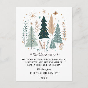 Tis the Season Boho Botaniska Julgranar Helg Vykort