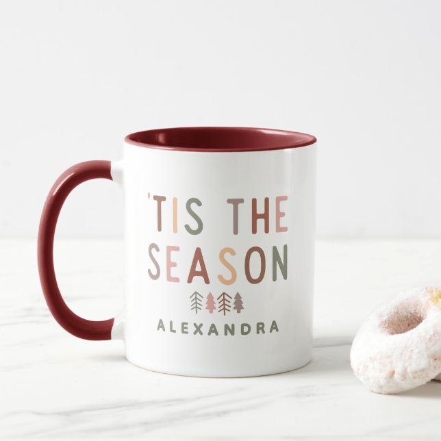 'Tis the Season Boho Christmas Custom Name Mugg (Med munk)