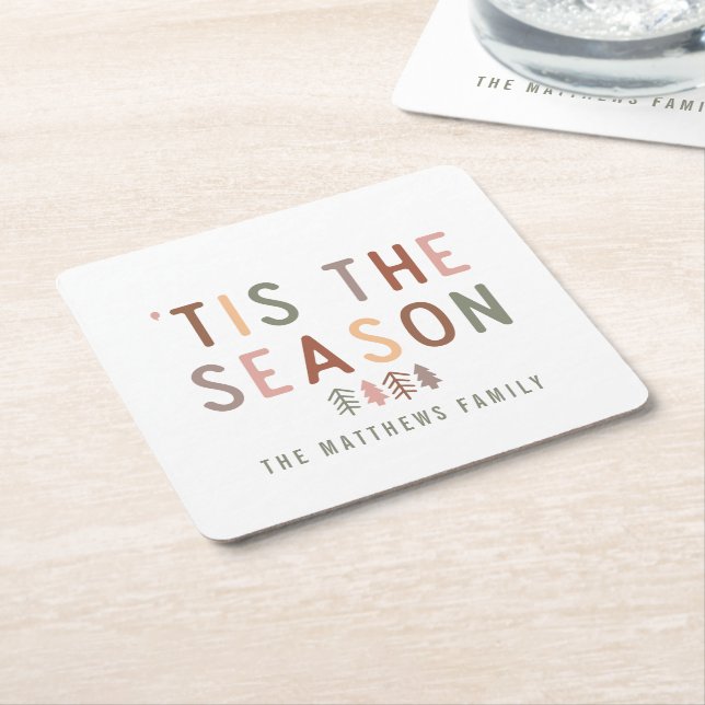 "Tis the Season Boho Underlägg Papper Kvadrat (Vinklad)