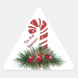 "Tis the Season Candy cane Triangle Stickers Triangelformat Klistermärke