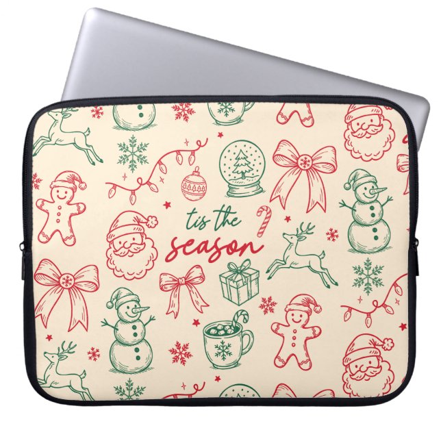 Tis the Season - Christmas Doodle Laptop Fodral (Framsidan)
