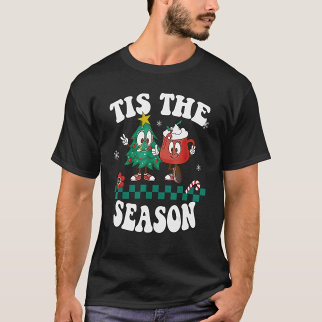 Tis The Season Christmas Hot Chocolate Pine Tree T Shirt (Framsida)