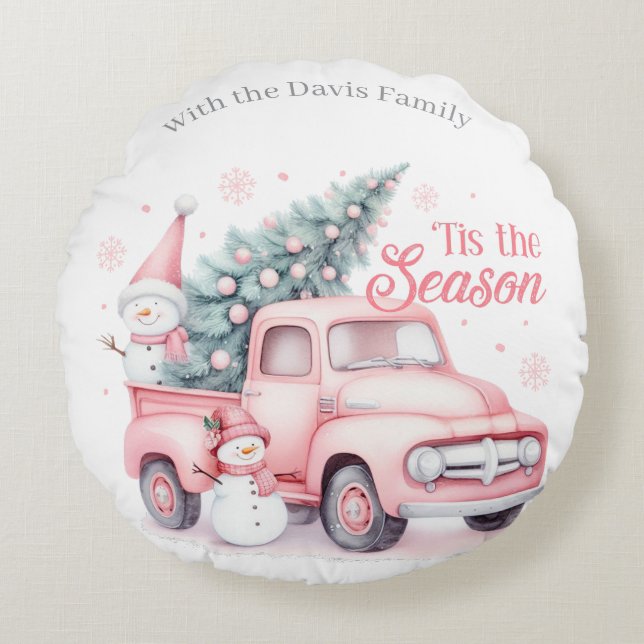 Tis the Season Christmas Throw Pillow Rund Kudde (Framsidan)