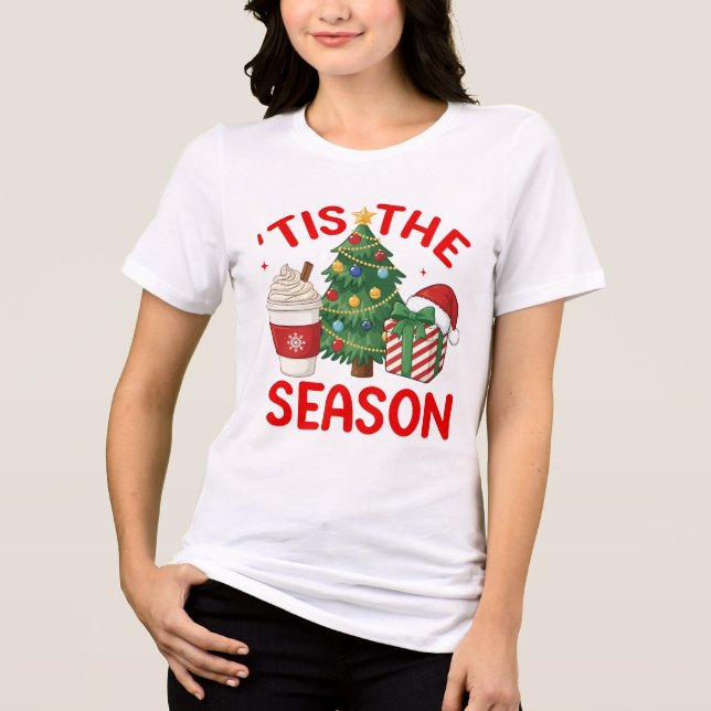 Tis The Season Christmas Tree Coffee Gift Design T Shirt (Framsida)