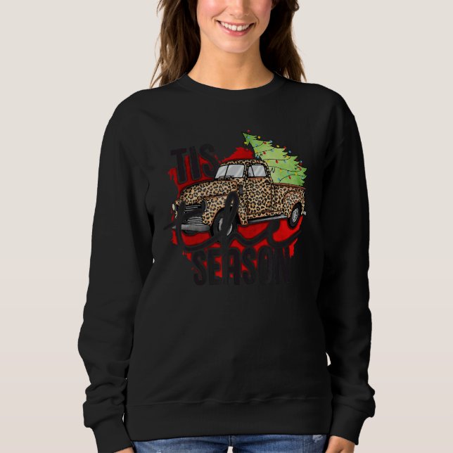 Tis The Season Christmas Tree Lights on Leopard Tr T Shirt (Framsida)