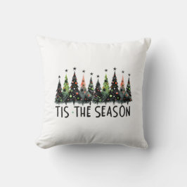 'Tis The Season Christmas Tree Snow Flakes Santa Kudde