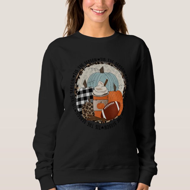 Tis The Season Coffee Fall Football Pumpkin Thanks T Shirt (Framsida)