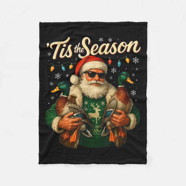 Tis The Season Cool Santa Duck Christmas Design  Fleecefilt (Framsidan)