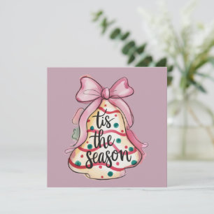 Tis The Season Coquette Bow Tjej Rosa Xmas Paj Julkort