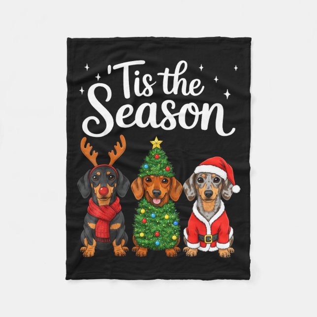 Tis The Season Dachshund Christmas Santa Weiner Do Fleecefilt (Framsidan)