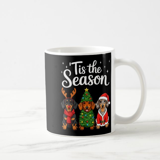 Tis The Season Dachshund Christmas Santa Weiner Do Kaffemugg (Höger)