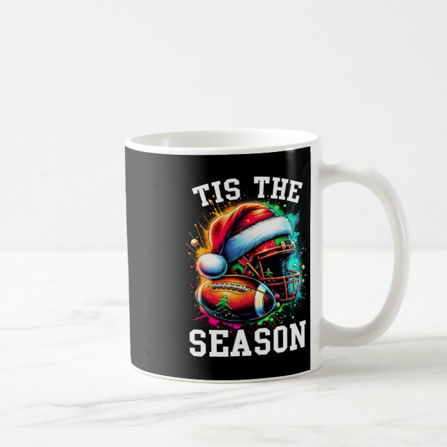 Tis The Season Football Mom Christmas Santa Hat Co Kaffemugg (Höger)