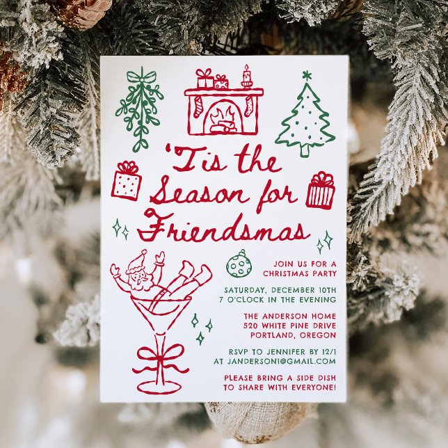 'Tis the Season For Friendsmas Christmas Party Inbjudningar (Skapare uppladdad)