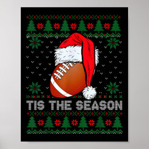 Tis The Season Fotboll Rolig Jul Santa Hatt Poster
