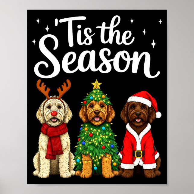 Tis The Season Goldendoodle Christmas Santa Doodle Poster (Framsidan)