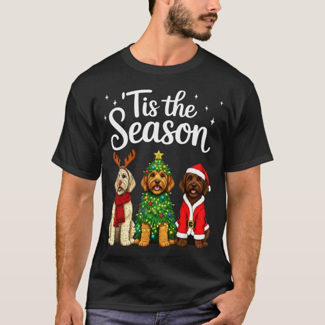 Tis The Season Goldendoodle Christmas Santa Doodle T Shirt (Framsida)