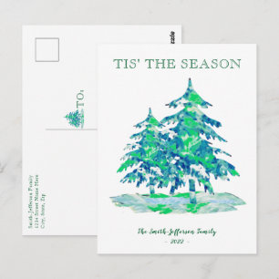Tis' the Season Grön Målerisk Julgran Vykort