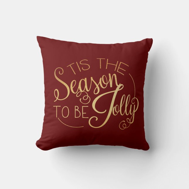 "Tis the Season" Guld Script Red Finare Elegant Kudde (Framsida)