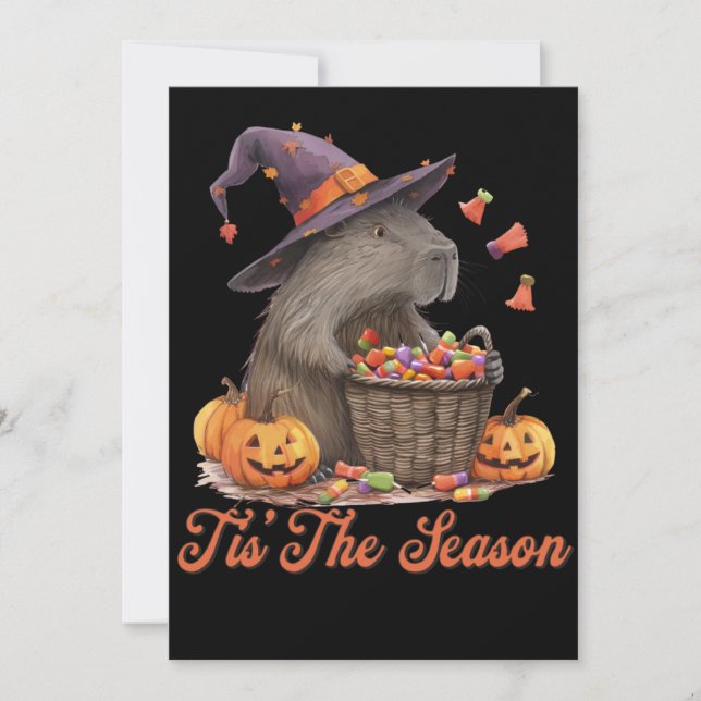 Tis' The Season Halloween Kapybaror Inbjudningar (Framsida)