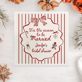 Tis The Season Hand Drawn Christmas Bridal Shower Pappersservett