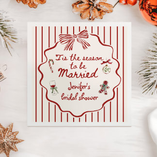 Tis The Season Hand Drawn Christmas Bridal Shower Pappersservett