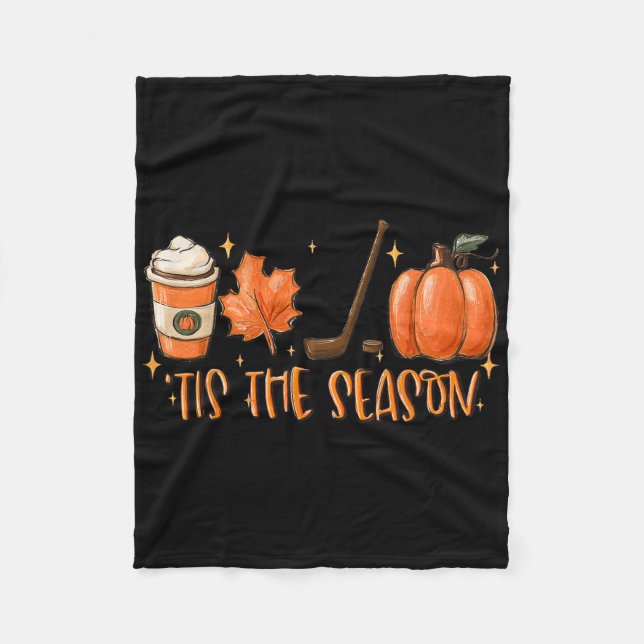 Tis The Season Hockey Latte Leaves Hello Pumpkin H Fleecefilt (Framsidan)