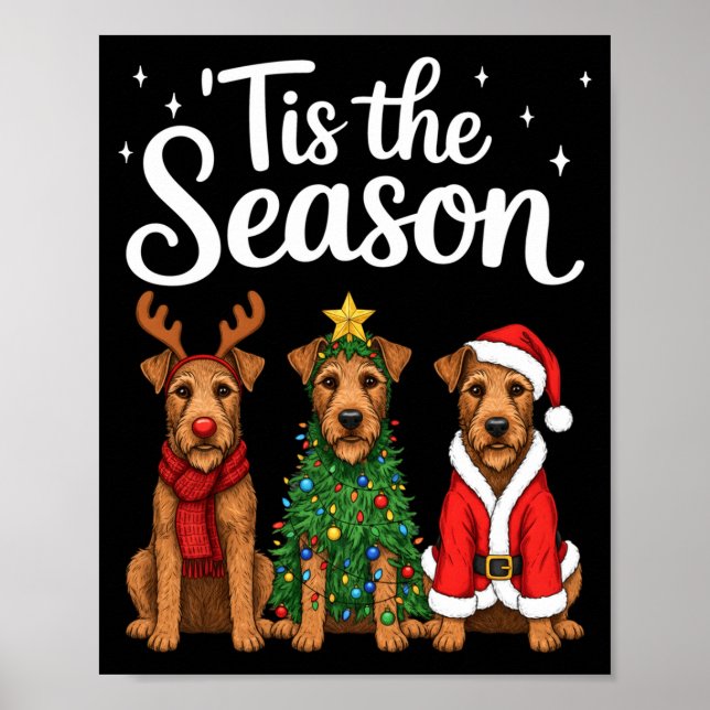 Tis The Season Irierrier Christmas Santa Dog Lover Poster (Framsidan)