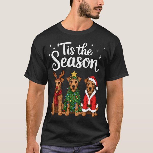 Tis The Season Irierrier Christmas Santa Dog Lover T Shirt (Framsida)