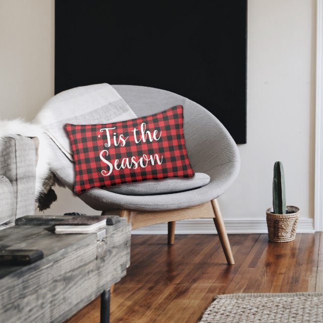 "Tis the Season-jul-buffalo Check-Helgdag Lumbarkudde (Skapare uppladdad)
