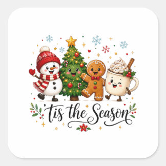 Tis the Season Jul Fyrkantigt Klistermärke