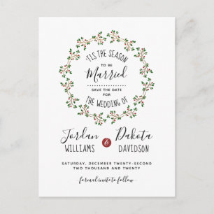 'Tis The Season Julbröllop Save The Date Meddelande Vykort
