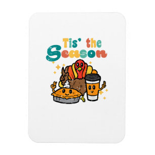 Tis The Season Kalkon Kaffe Retro Thanksgiving Fa Magnet